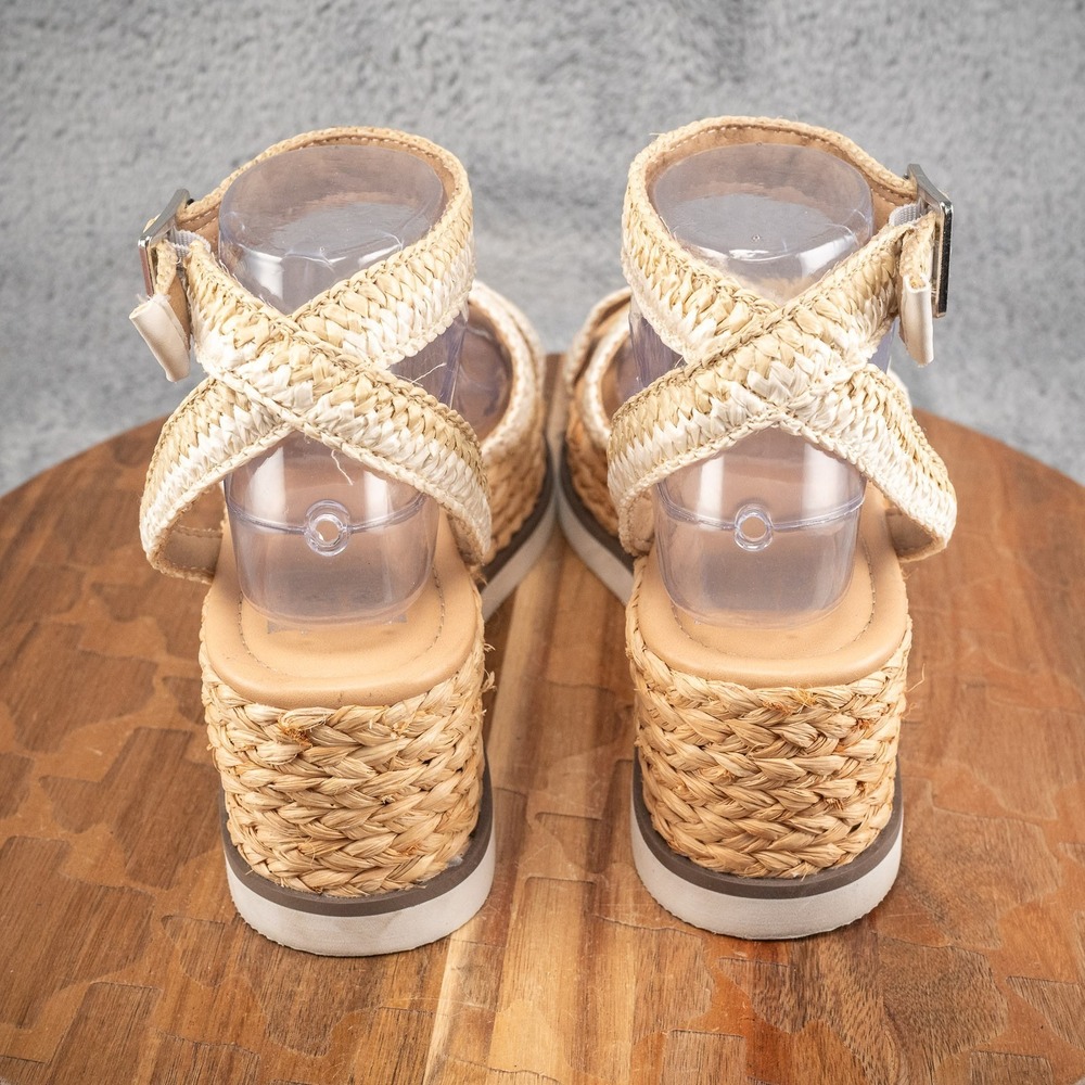 Dolce Vita Espadrille Platform Wedge Sandals Taupe Suede Raffia Womens 8.5 - Picture 4 of 7